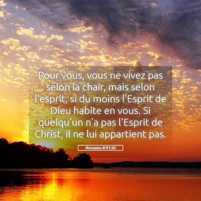 Picture 05 - Romains 8:9 LSG - Pour vous, vous ne vivez pas selon la chair, mais - Bible Verse Picture