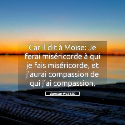 Picture 05 - Romains 9:15 LSG - Car il dit à Moïse: Je ferai miséricorde à - Bible Verse Picture