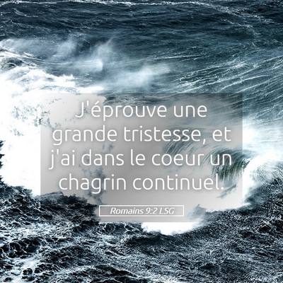 Picture 05 - Romains 9:2 LSG - J'éprouve une grande tristesse, et j'ai dans le - Bible Verse Picture