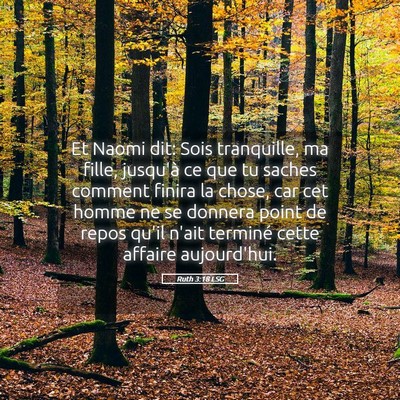 Picture 05 - Ruth 3:18 LSG - Et Naomi dit: Sois tranquille, ma fille, jusqu'à - Bible Verse Picture