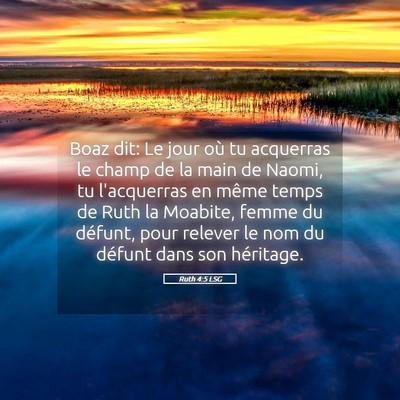 Picture 05 - Ruth 4:5 LSG - Boaz dit: Le jour où tu acquerras le champ de la - Bible Verse Picture