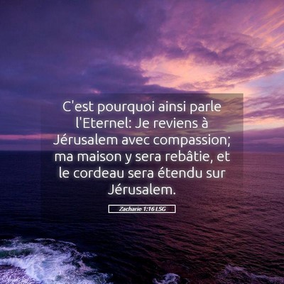 Picture 05 - Zacharie 1:16 LSG - C'est pourquoi ainsi parle l'Eternel: Je reviens - Bible Verse Picture