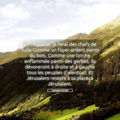 Picture 05 - Zacharie 12:6 LSG - En ce jour-là, je ferai des chefs de Juda Comme - Bible Verse Picture