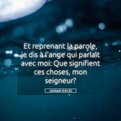 Picture 05 - Zacharie 4:4 LSG - Et reprenant la parole, je dis à l'ange qui - Bible Verse Picture