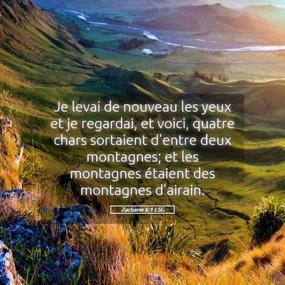 Picture 05 - Zacharie 6:1 LSG - Je levai de nouveau les yeux et je regardai, et - Bible Verse Picture