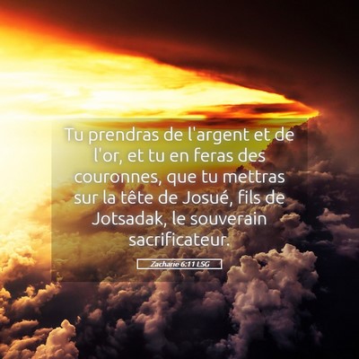 Picture 05 - Zacharie 6:11 LSG - Tu prendras de l'argent et de l'or, et tu en - Bible Verse Picture
