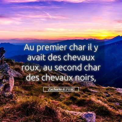 Picture 05 - Zacharie 6:2 LSG - Au premier char il y avait des chevaux roux, au - Bible Verse Picture