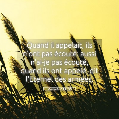 Picture 05 - Zacharie 7:13 LSG - Quand il appelait, ils n'ont pas écouté: aussi - Bible Verse Picture