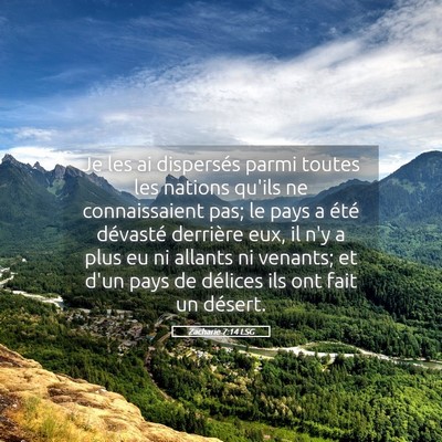 Picture 05 - Zacharie 7:14 LSG - Je les ai dispersés parmi toutes les nations - Bible Verse Picture