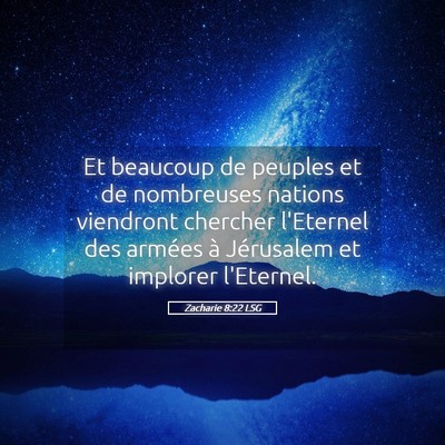 Picture 05 - Zacharie 8:22 LSG - Et beaucoup de peuples et de nombreuses nations - Bible Verse Picture