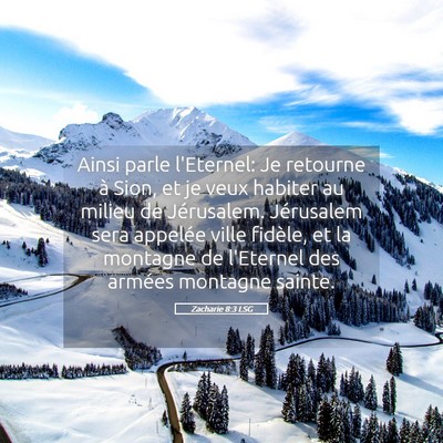 Picture 05 - Zacharie 8:3 LSG - Ainsi parle l'Eternel: Je retourne à Sion, et je - Bible Verse Picture