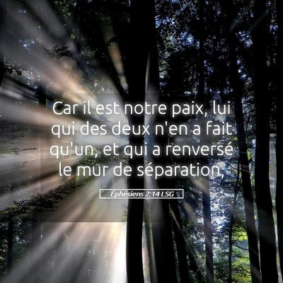 Picture 05 - Éphésiens 2:14 LSG - Car il est notre paix, lui qui des deux n'en a - Bible Verse Picture