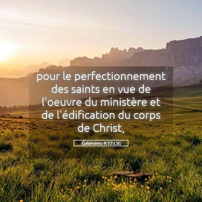 Picture 05 - Éphésiens 4:12 LSG - pour le perfectionnement des saints en vue de - Bible Verse Picture