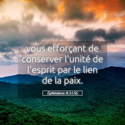 Picture 05 - Éphésiens 4:3 LSG - vous efforçant de conserver l'unité de l'esprit - Bible Verse Picture