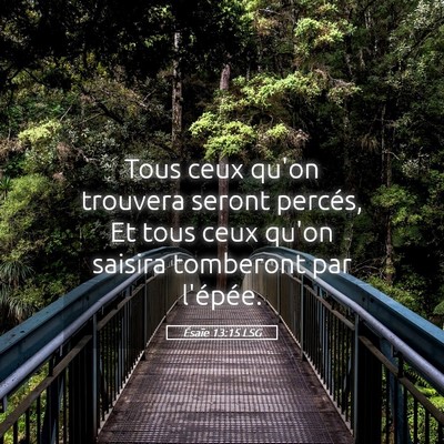 Picture 05 - Ésaïe 13:15 LSG - Tous ceux qu'on trouvera seront percés, Et tous - Bible Verse Picture