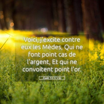 Picture 05 - Ésaïe 13:17 LSG - Voici, j'excite contre eux les Mèdes, Qui ne - Bible Verse Picture