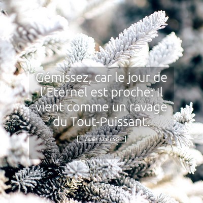 Picture 05 - Ésaïe 13:6 LSG - Gémissez, car le jour de l'Eternel est proche: - Bible Verse Picture
