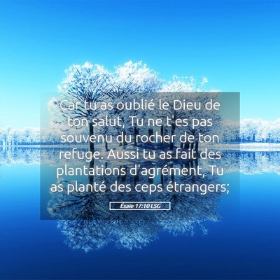Picture 05 - Ésaïe 17:10 LSG - Car tu as oublié le Dieu de ton salut, Tu ne - Bible Verse Picture