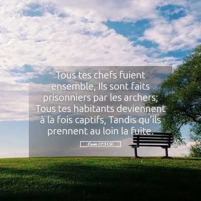 Picture 05 - Ésaïe 22:3 LSG - Tous tes chefs fuient ensemble, Ils sont faits - Bible Verse Picture