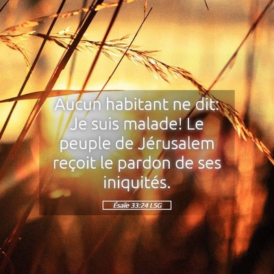 Picture 05 - Ésaïe 33:24 LSG - Aucun habitant ne dit: Je suis malade! Le peuple - Bible Verse Picture