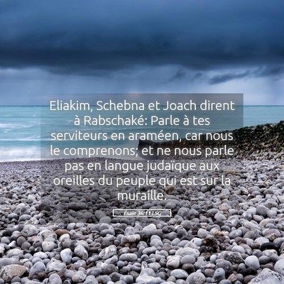 Picture 05 - Ésaïe 36:11 LSG - Eliakim, Schebna et Joach dirent à Rabschaké: - Bible Verse Picture