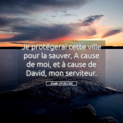 Picture 05 - Ésaïe 37:35 LSG - Je protégerai cette ville pour la sauver, A - Bible Verse Picture
