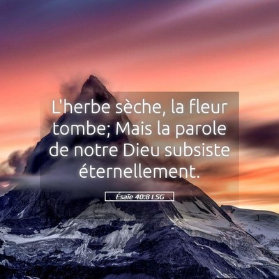 Picture 05 - Ésaïe 40:8 LSG - L'herbe sèche, la fleur tombe; Mais la parole de - Bible Verse Picture