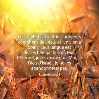 Picture 05 - Ésaïe 41:17 LSG - Les malheureux et les indigents cherchent de - Bible Verse Picture