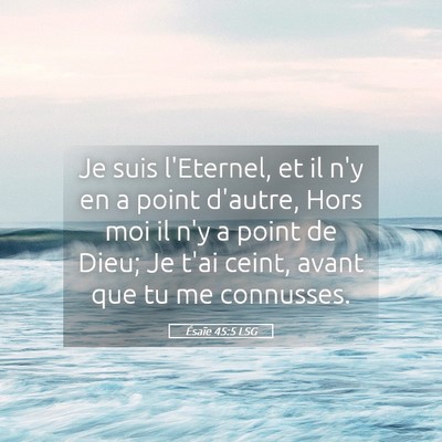 Picture 05 - Ésaïe 45:5 LSG - Je suis l'Eternel, et il n'y en a point d'autre, - Bible Verse Picture