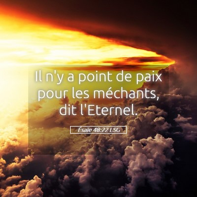 Picture 05 - Ésaïe 48:22 LSG - Il n'y a point de paix pour les méchants, dit - Bible Verse Picture