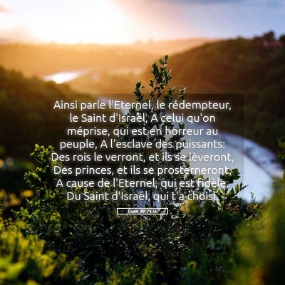 Picture 05 - Ésaïe 49:7 LSG - Ainsi parle l'Eternel, le rédempteur, le Saint - Bible Verse Picture