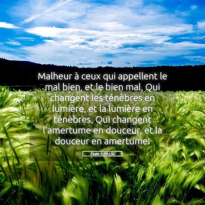 Picture 05 - Ésaïe 5:20 LSG - Malheur à ceux qui appellent le mal bien, et le - Bible Verse Picture