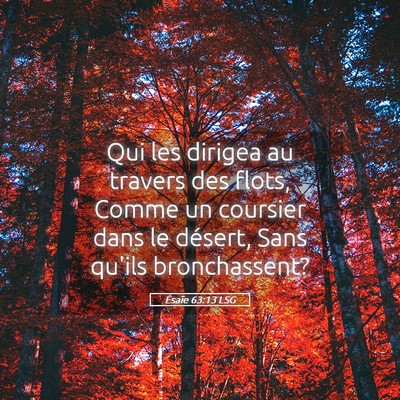 Picture 05 - Ésaïe 63:13 LSG - Qui les dirigea au travers des flots, Comme un - Bible Verse Picture