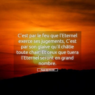 Picture 05 - Ésaïe 66:16 LSG - C'est par le feu que l'Eternel exerce ses - Bible Verse Picture