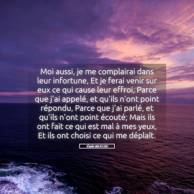 Picture 05 - Ésaïe 66:4 LSG - Moi aussi, je me complairai dans leur infortune, - Bible Verse Picture