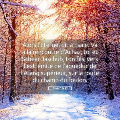 Picture 05 - Ésaïe 7:3 LSG - Alors l'Eternel dit à Esaïe: Va à la rencontre - Bible Verse Picture