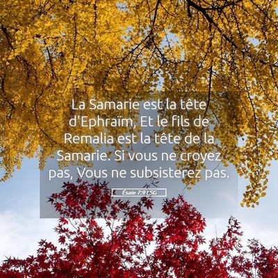 Picture 05 - Ésaïe 7:9 LSG - La Samarie est la tête d'Ephraïm, Et le fils de - Bible Verse Picture
