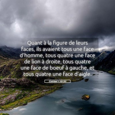 Picture 05 - Ézéchiel 1:10 LSG - Quant à la figure de leurs faces, ils avaient - Bible Verse Picture