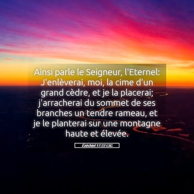 Picture 05 - Ézéchiel 17:22 LSG - Ainsi parle le Seigneur, l'Eternel: J'enlèverai, - Bible Verse Picture