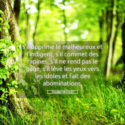 Picture 05 - Ézéchiel 18:12 LSG - s'il opprime le malheureux et l'indigent, s'il - Bible Verse Picture