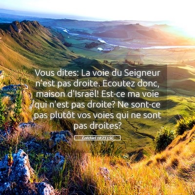 Picture 05 - Ézéchiel 18:25 LSG - Vous dites: La voie du Seigneur n'est pas droite. - Bible Verse Picture
