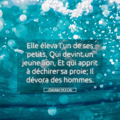 Picture 05 - Ézéchiel 19:3 LSG - Elle éleva l'un de ses petits, Qui devint un - Bible Verse Picture