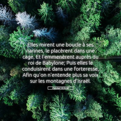 Picture 05 - Ézéchiel 19:9 LSG - Elles mirent une boucle à ses narines, le - Bible Verse Picture