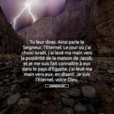 Picture 05 - Ézéchiel 20:5 LSG - Tu leur diras: Ainsi parle le Seigneur, - Bible Verse Picture