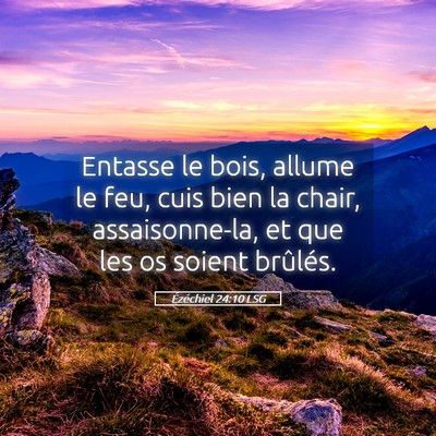 Picture 05 - Ézéchiel 24:10 LSG - Entasse le bois, allume le feu, cuis bien la - Bible Verse Picture
