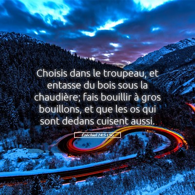 Picture 05 - Ézéchiel 24:5 LSG - Choisis dans le troupeau, et entasse du bois sous - Bible Verse Picture
