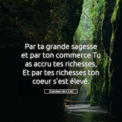 Picture 05 - Ézéchiel 28:5 LSG - Par ta grande sagesse et par ton commerce Tu as - Bible Verse Picture