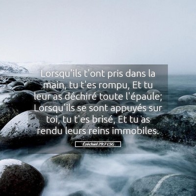 Picture 05 - Ézéchiel 29:7 LSG - Lorsqu'ils t'ont pris dans la main, tu t'es - Bible Verse Picture