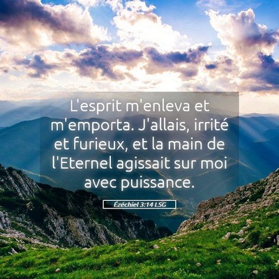 Picture 05 - Ézéchiel 3:14 LSG - L'esprit m'enleva et m'emporta. J'allais, irrité - Bible Verse Picture