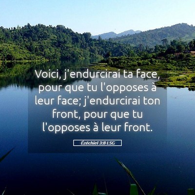 Picture 05 - Ézéchiel 3:8 LSG - Voici, j'endurcirai ta face, pour que tu - Bible Verse Picture